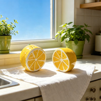 Ensemble créatif de salières et poivrières en céramique en forme de citron, compatibles lave-vaisselle, pour le petit-déjeuner et les assaisonnements domestiques