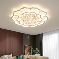 Luxe Atmosphérique Maison Salon Plafonnier Cristal Lotus Chambre Étude LED Plafonnier Minimaliste Fer Acrylique Blanc 90