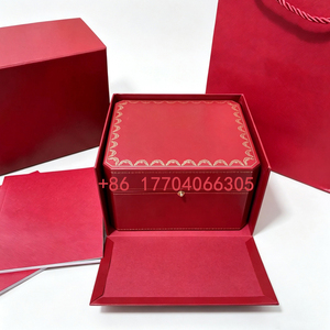 กล่องนาฬิกาหนัง PU สีแดงสุดหรู พร้อมภายในบุผ้ากำมะหยี่ ปิดด้วยกระดุมแป๊ก บรรจุภัณฑ์สำหรับนาฬิกาแบรนด์ดัง - Product Image 4