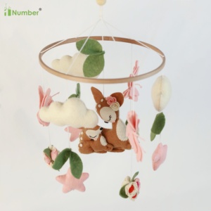 Neutral Hand Made Cot Boho Quality Woodland Animals Butterflies <strong>Floral</strong> Deer Felt Baby <strong>Crib</strong> Mobile for Baby Shower Gift - Product Image 5