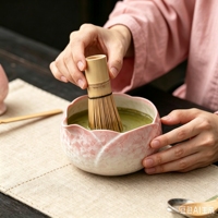 Ensemble Matcha en Céramique « Fleur de Glace » à Bord Évasé, Huit Pièces ; Bol à Thé et Fouet en Céramique, Support à Cent Branches, Outils d'Imitation