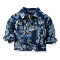 Tela de Mezclilla Tricot Estampada de Poliéster/Algodón, Diseño de Dibujos Animados, Sin Elasticidad, Transpirable, Color Azul Índigo, Peso Medio, para Niñas y Bebés
