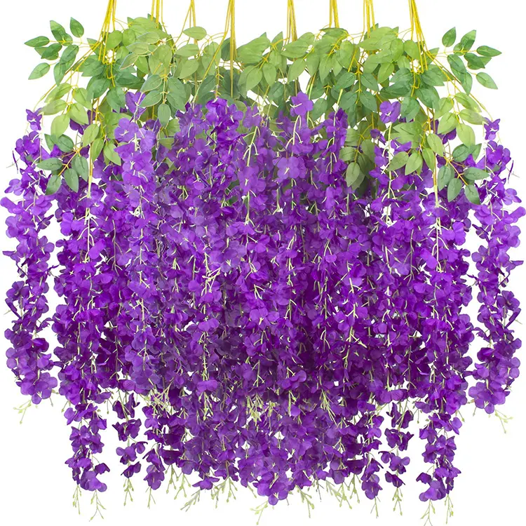 Meilleur vendeur K-0217 fleur de soie décoration de mariage à la maison glycine suspendue glycine artificielle à trois volets glycine