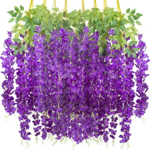K-0217 Top Seller Silk Flower Home Wedding Decoration Hanging Wisteria Artificial Three-pronged Wisteria