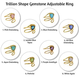 แหวนทองเหลืองแบบปรับได้สองชั้นที่ทันสมัยประดับด้วยพลอยสีชมพูพลอยคาลซิโดนีดีไซน์แบบคลาสสิก - Product Image 2