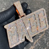 Pendentif Personnalisé en Argent 925 avec Design 3D, Breloque Fine, Bijou de Rappeur, Diamant Moissanite, Lettre Nom Personnalisée – Grande Vente
