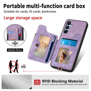 Ốp điện thoại ví da PU cao cấp A15 5G, ngăn đựng thẻ, chống RFID, nắp gập từ tính, có vòng đeo tay - Product Image 3