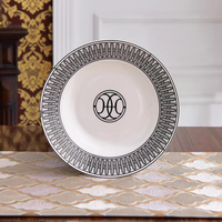 Série Déco : Assiettes à steak, tasses à café, soucoupes et mugs en céramique à motifs géométriques de style européen/nordique pour la maison et les desserts