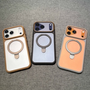 Sturdy Tpu Bumper Matte Magnetic Holder PC Mobile Phone Case for iPhone 17 Air 16 15 14 Pro Max <b>Stand</b> Bracket Cases Back Cover - Product Image 4