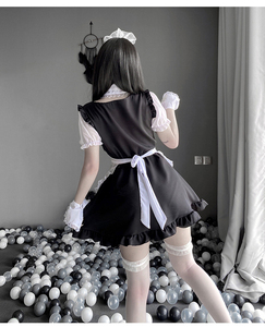 فستان قوطي بخصر مرتفع مع طباعة عتيقة ودانتيل على شكل ملاك وفيونكة، زي خادمة فرنسية حلو للفتيات، مصنوع من البوليستر للجنسين، مناسب للتلفزيون والأفلام - Product Image 6