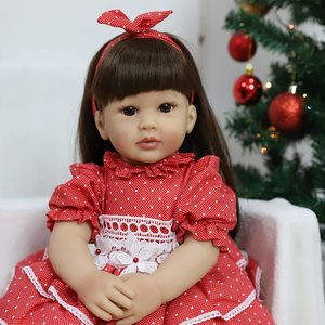 Poupée bébé fille avec corps en tissu de 60 cm et membres en vinyle de silicone, avec accessoires gratuits, poupée reborn en silicone de 24 pouces - Product Image 1