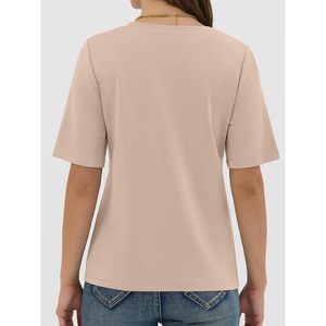 Camiseta de Manga Corta para Mujer FOXA, Cuello Redondo, Básica, de Algodón Suave, Antiarrugas, Informal, para Verano - Product Image 6