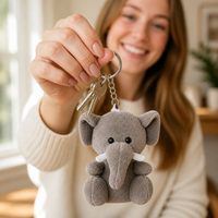 Porte-clés en peluche éléphant gris personnalisé Zaves – Écologique, durable, mignon, breloque de sac, pendentif, mini porte-clés doux pour sac à dos