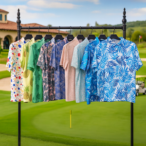 เสื้อโปโลใส่เล่นกอล์ฟผ้าสแปนเด็กซ์ระบายอากาศได้ดีผ้าโพลีเอสเตอร์88ชิ้นออกแบบโลโก้ได้ตามต้องการ - Product Image 1