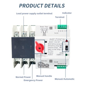 Nhà máy chuyên nghiệp nhà cung cấp 2 3 4 cực 125 Amps điện kép ATS Máy phát điện tự động chuyển đổi - Product Image 5