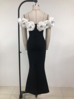 Robe de Soirée Chic pour Femme à Fleurs 3D Personnalisées, Élégante pour Fêtes et Soirées