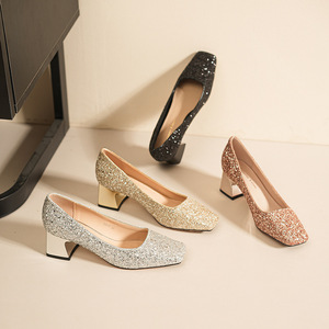 Zapatos de tacón Mary Jane con punta cuadrada, tacón grueso, decorados con cristales, suela de goma, cómodos zapatos de boda para mujer - Product Image 2