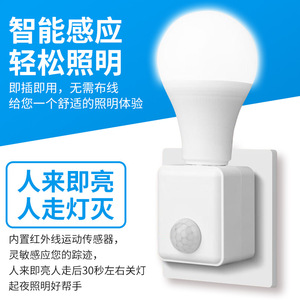 Human Body <b>Sensor</b> Wall Socket <b>Led</b> <b>Light</b> Plug In Auto On Motion Detection Infrared <b>Sensor</b> For Home Indoor Use - Product Image 2
