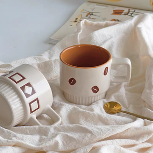 Vintage Customized Creative Nordic <b>Orange</b> Stoneware Ceramic Coffee Mugs Square Cute Handle Dishwasher Microwave Safe for - Product Image 3