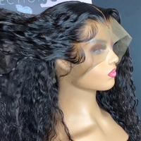 Perruque Lace Front wig 100% naturelle, cheveux humains, cheveux noirs ondulés, densité 150% 180%, cuticule transparente, cheveux humains alignés