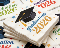 Serviettes en papier jetables dorées pour la remise des diplômes, décoration de table de fête, serviettes à estampage à chaud dorées, fournitures pour cérémonie de remise des diplômes