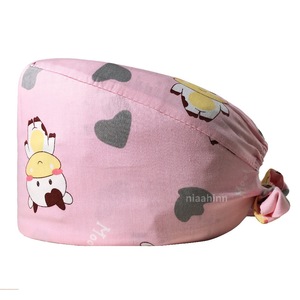 Elastic Scrub <b>Hat</b> Beauty Salon Work <b>Hats</b> Pet Shop <b>Christmas</b> New Year Scrub Caps uniform Cotton Cartoon Printing Sweat-absorbent - Product Image 6