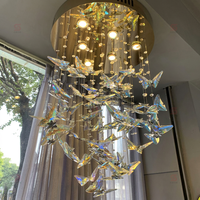 Lustre moderne en cristal K9 avec pendentif papillon, LED, télécommande, installation facile, hauteur réglable, protection des yeux
