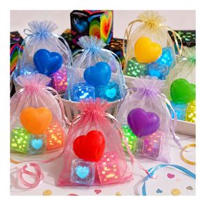 Promotional <b>Light</b> up Heart <b>Cube</b> Stress Ball Soft Squeeze Toy Luminous Squishy Fidget Sensory Office Gift Supply - Product Image 4