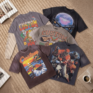 T-shirt vintage oversize pour homme, impression graphique, lavage à l'acide, 100% coton, unisexe, strass, streetwear, t-shirt boxy pour homme - Product Image 1
