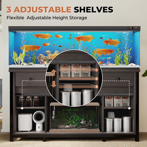 Soporte de Acuario Industrial de Metal y Madera con Tomacorriente, Puertas Correderas Tipo Granero y Estantes Ajustables - Product Image 4