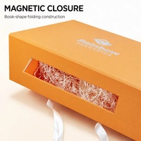 Boîte cadeau en papier magnétique avec logo estampé argenté personnalisé, emballage en carton de luxe avec ruban