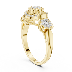 Anillo de Diamantes Dorado Elegante para Mujer, Diseño Clásico y Elegante para Bodas, Compromisos, Fiestas y Uso Diario - Product Image 1