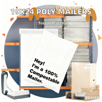 En gros OEM Enveloppes d'expédition en polyéthylène jetables personnalisées 19x24, imperméables, épaisseur 3 mil, avec impression sérigraphique, pour vêtements, chaussures, chaussettes et emballage de fourrures