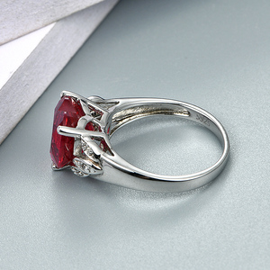 <span class=keywords><strong>Anelli</strong></span> Solitari a Cuore con <span class=keywords><strong>Rubino</strong></span> Rosso da 4,5 Carati <span class=keywords><strong>in</strong></span> Argento Sterling 925 per Donne, Gioielli per Matrimonio e Fidanzamento - Product Image 5