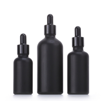 Bouteilles en verre pour huiles essentielles noir mat 5ml-100ml avec compte-gouttes, sérigraphie, rechargeables pour emballage cosmétique de sérum et soins de la peau