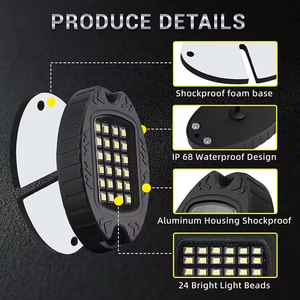 JINXIN RGB Pure White 16 Pods 24 LED Rock Lamp voor Truck SUV ATV Boot Motorfiets 12V Onderglow Rock <span class=keywords><strong>Lights</strong></span> - Product Image 2
