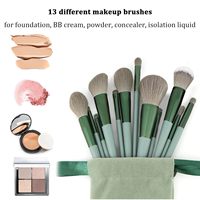 Ensemble de pinceaux de maquillage professionnels de qualité supérieure, 13 pièces, poils synthétiques moelleux, manche en plastique, multi-usages, visage, yeux, correcteur plat