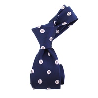 Cravate en polyester tissée sur mesure pour homme, bleu foncé, blanc, rouge, motif intégral, style baseball sport, coupe slim et étroite, pour affaires, vente en gros Chine