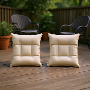 เบาะรองนั่งกลางแจ้งสีเบจ ขนาด 26 x 26 นิ้ว แบบเย็บติดกัน กันน้ำ ถอดซักได้ รูปทรงสี่เหลี่ยม ผลิตจากโพลีเอสเตอร์ ใช้ได้ทุกฤดู - Product Image 2