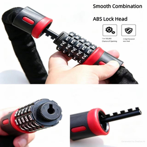 Antivol à chaîne à combinaison à 5 chiffres, haute sécurité <span class=keywords><strong>pour</strong></span> vélos, vélos électriques et portes, noir et rouge, 90 cm extra-épais - Product Image 4