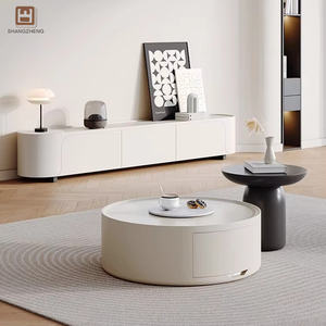 Moderno minimalista bianco rettangolare <span class=keywords><strong>TV</strong></span> Cabinet, accompagnato da arte astratta pezzo - Product Image 3