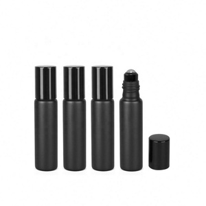 <b>10ml</b> Frosted Matte Black Perfume Roller <b>Bottle</b> Essential Oil Glass Roll on <b>Bottle</b> - Product Image 2