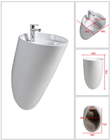 Lavabo sur pied en céramique blanc brillant monobloc, directement de l'usine, pour hôtel, appartement, salle de bain