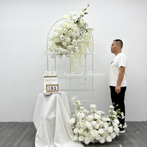 2024 DKB ventilador naranja más Popular fondo de flor de seda blanca decoración de escenario de boda tela Navidad Pascua bienvenida uso en el hogar - Product Image 3