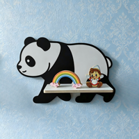 Juego de 2 Estantes Flotantes de Madera con Diseño de Panda, Decoración para Colgar en la Pared, Fácil Instalación para Habitación Infantil