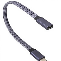 AAOTOKK Kabel Ekstensi USB 3.1 Tipe-C Jalinan Pria Wanita 60W 3A Pengisian Daya Data Audio Video untuk Laptop Tablet Ponsel