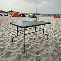 Table à manger moderne et portable en métal pour l'extérieur, avec cadre en fer, pour chambre à coucher, salon, cour, plage, camping et hôpital