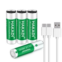 HAKADI-batería AA de iones de litio recargable, 1,5 V, 2500mWh, AA, con USB para despertador y teclado inalámbrico