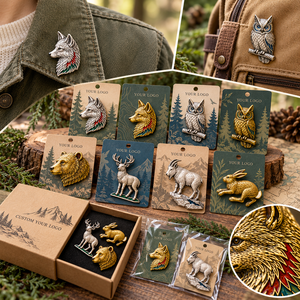 Badges personnalisés en gros sur le thème des animaux de la montagne, broches en métal 3D en relief sur le thème de la faune, accessoires de revers personnalisés OEM ODM - Product Image 5