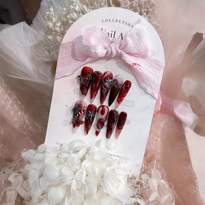 Uñas Postizas de Halloween con Diseño de Escoba Voladora y Sangre, Acrílicas, Removibles, Hechas a Mano, de Alta Calidad, Venta al Por Mayor - Product Image 2